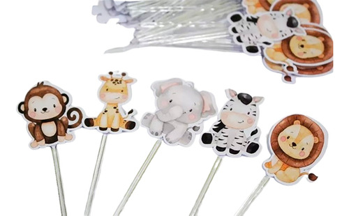 50 Topper Tags Para Doces Safari Baby Cute