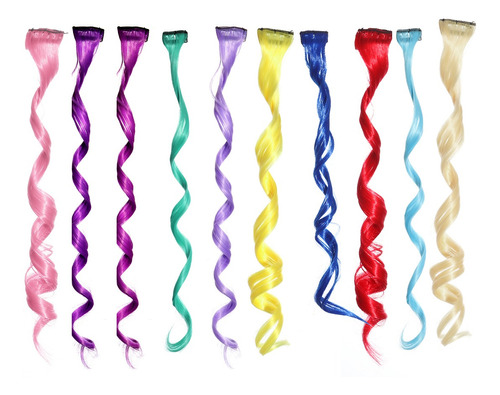 24 Piezas De Color Clip En Extensiones De Pelo Rizado Pelo F