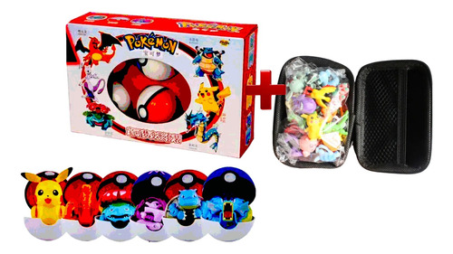 Set 6 Pokebolas Pokemon + Set 24 Figuritas Con Estuche