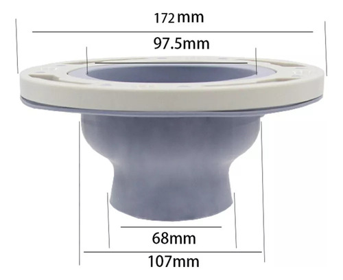 Apt Tubo De Desagüe De Inodoro Con Anillos De Brida Gris -
