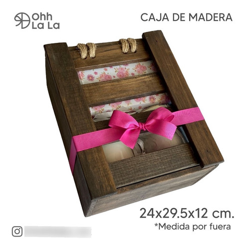 Caja De Madera Tipo Huacal Color Chocolate