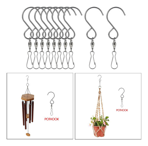 2 X 10 Piezas Ganchos Giratorios S Clips 360 ° Colgantes