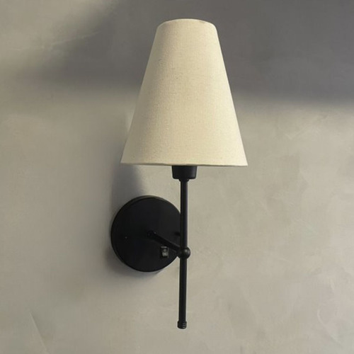 Arandela Lateral De Cama Com Interruptor Cupula Algodao Estrutura Preto Cúpula Bege 110v/220v