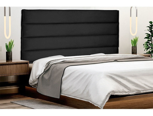 Cabeceira La Italiana Para Cama Box Solteiro 90 Suede Preto