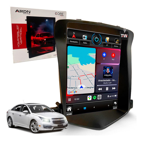 Multimídia Aikon 2+64gb Tesla Carplay Gps Cruze 2012 À 2016 Cor Chevrolet Cruze 2012