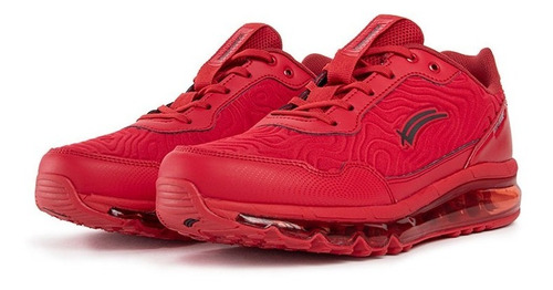Imagen 3 de 6 de Tenis Karosso Grabado Suela De Aire Rojo Negro 7547 Hombre