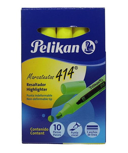 Marcatextos Resaltador Grueso 414 Pelikan Con 10 Piezas