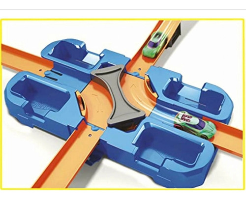 Pista Hot Wheels Caja De Acrobacias De Lujo Track Builders Anaranjado Con. Azúl