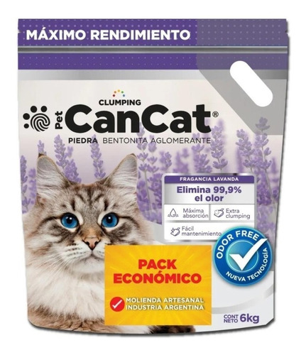 Piedritas Para Gatos Bentonita Aglomerante Lavanda Cancat K9