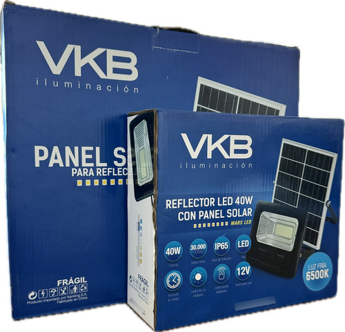 (pack 2) Foco Proyector Led 40w Con Panel Solar Ip65 - Vkb