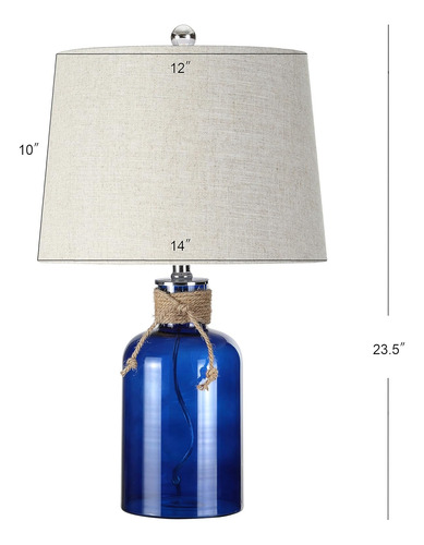 Lámpara De Mesa Led 23.5 Con Botella De Vidrio Azul