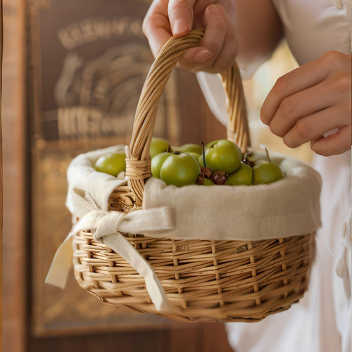 Mini Cesta Tejida Con Asa, Cesta De Mimbre Para Picnic,