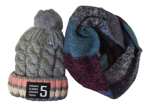 Set Gorro Con Bufanda De Lana, Varios Colores