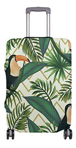 Maleta - Suitcase Cover Tropical Green Leaves Birds Toucan E