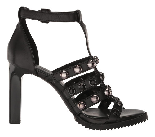 Sandalias Con Tacón Karl Lagerfeld Original Piel Negra Perla