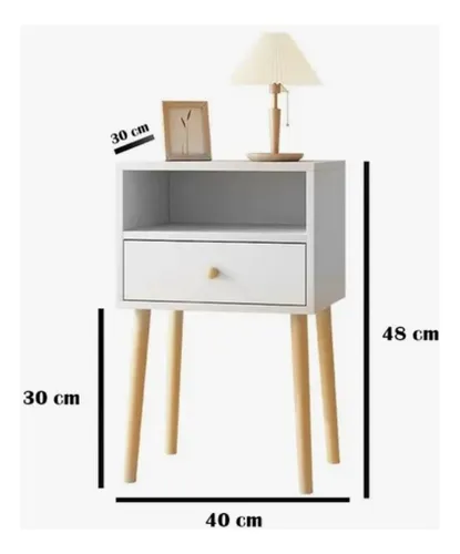 Mesita De Luz Mesa De Luz Kit X2 Ideal Calidad 1 Cajon Mate Blanco