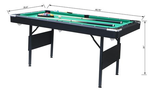 Mesa De Billar Portátil Plegable 167 Cm Para Sala De Juegos Color Del Paño