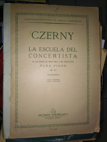 Musica Czerny- Escuela Del Concertista Op 365