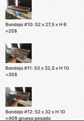 Imagen 5 de 8 de Bandeja De Acero Inoxidable 52 X 32 X 10 Alto