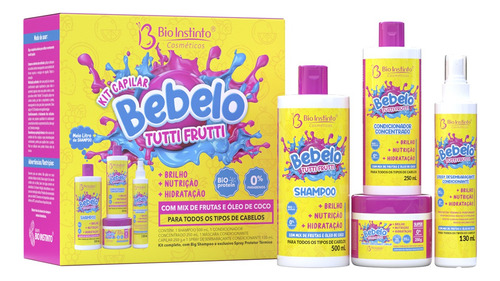 Kit Capilar Hidratação Bebelo Tutti Fruti C/ Óleo De Coco