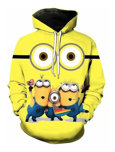 Sudadera Minions 3d Impresión Digital Casual Suelta Unisex