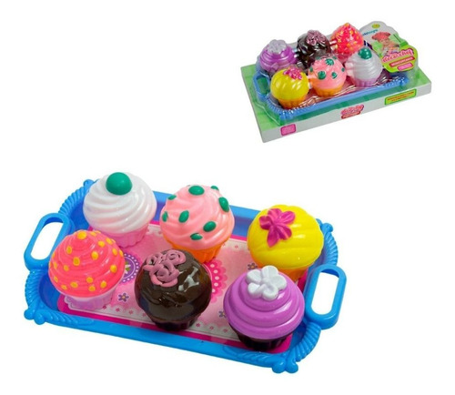 Kit Comidinhas Cupcake De Brinquedo Com 8 Pecas Etitoys