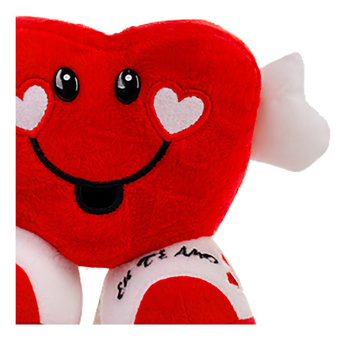 Almofada Decorativa De Pelúcia Formato Coração Com Mãos Love Cor Vermelho e Branco F1719