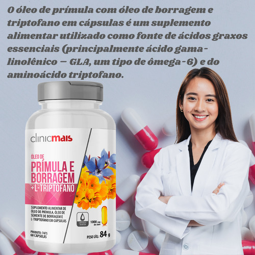 Kit 2x Óleo De Prímula + Borragem + Triptofano 60 Cps 1000mg