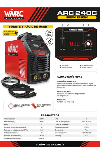 Maquina De Soldar 200 Amperios Warc