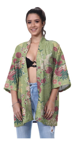 Kimono Haori Casaco Dragão Japão Oni Sakura Fuji Montanha