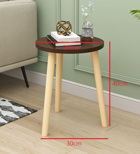 Imagen 2 de 2 de Mesa Auxiliar Noche Centro Decoración Redonda Living 30x40cm