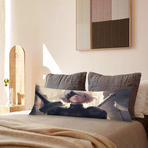 Cojin Almohada Larga Nier Automata 2b Cara Espadas 45x110cm Diseño De La Tela Lisa