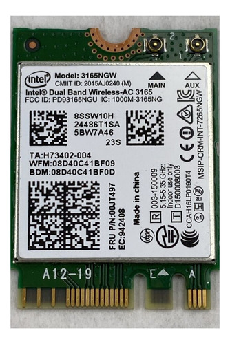 Lote De 82 Tarjetas Intel 3165ngw De Doble Banda Inalámbrica