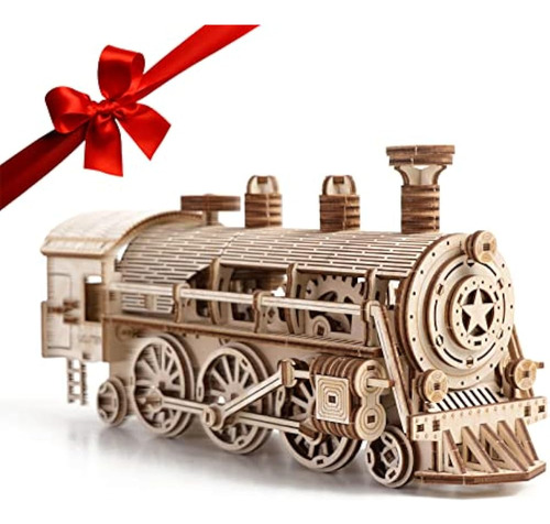 Uguter 3d Rompecabezas De Madera Tren Locomotora Diy Gear Dr