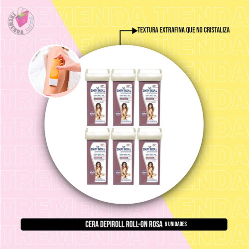 Imagen 2 de 8 de Pack 6 Ceras Depiroll Rosada Roll On 100gr Piel Sensible