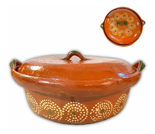 Cazuela De Barro Con Tapa Para 3.5 Litros / 1.75 Kg Color Marrón