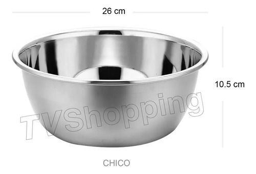 Ensaladera Tazón Para Mezclar Masa Acero Inoxidable 26 Cm Ch