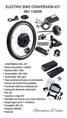 Kit Motor Eléctrico Bicicleta Dongdian 48v 1000w E Bike 26 