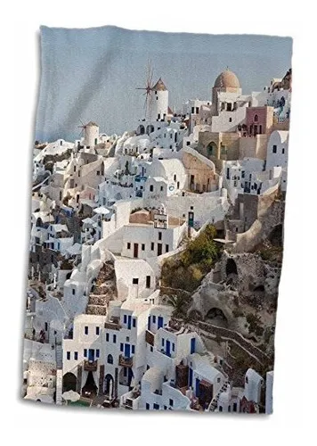 Toalla De Mano 3d Rosa Oia-santorini-grecia, 15 X 22
