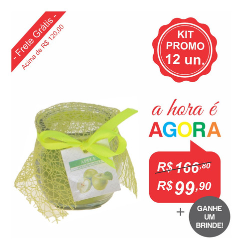Caixa Com 12 Velas Aromaticas - Vidro Com Tule