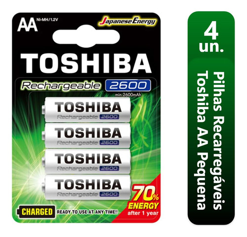 Pilhas Recarregável Aa Pequena Toshiba Modelo 2a Comum  C/4