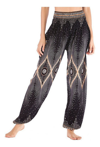 Pantalones De Mujer Cintura Hippie Con Estampado De Casual