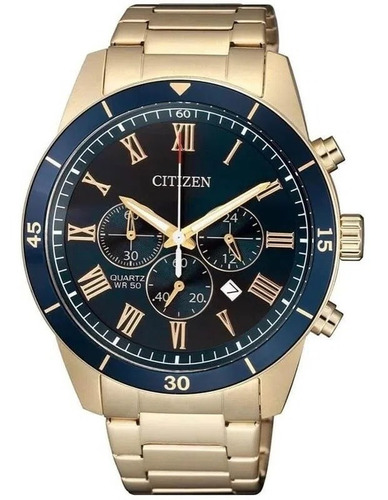 Relógio Masculino Citizen Quartz Cronógrafo Dourado Tz31507a
