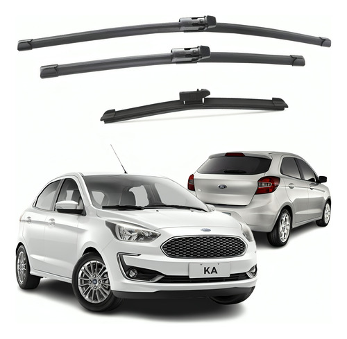 Kit Palhetas Ka 2015 A 2021 Limpador De Parabrisa Silicone