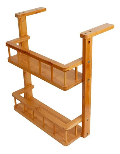 Rack De Cocina Especiero De Madera Estant De Pared 2 Niveles