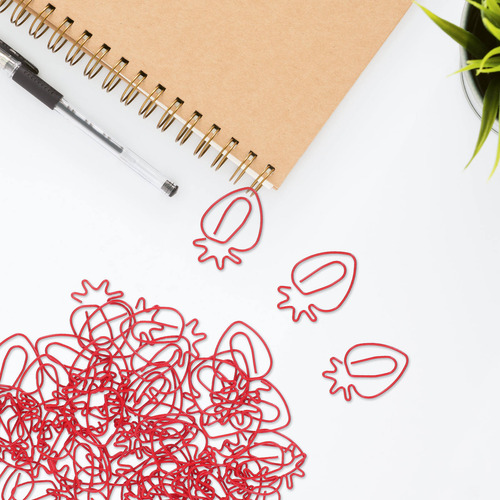 50 Clips De Papel Con Forma De Fresa, Clips De Dibujos Anima