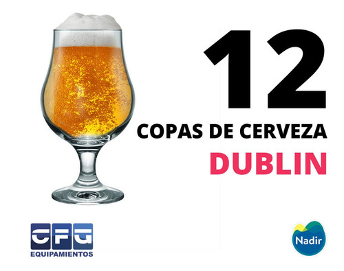 Copa Vidrio Cerveza Dublin Tulipa 400 Ml Nadir X 12 Un