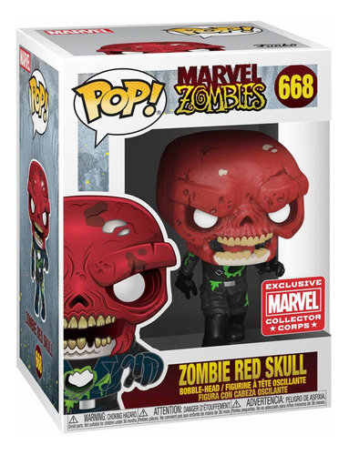 Funko Pop 668 Zombie Red Skull Exclusive Marvel Collector