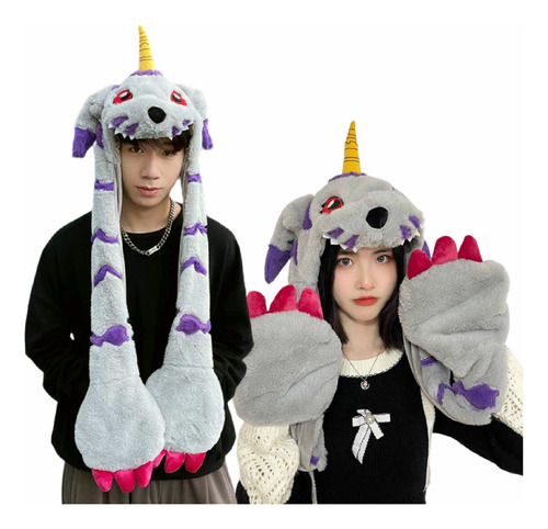 Touca Digimon Gabumon Gorro Cosplay Luxo Mexe Orelha