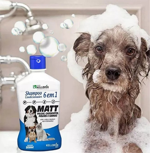 Shampoo Matt 6 Em 1 Anti Pulga Carrapato Piolho Sarna 500ml Branco